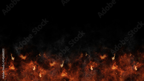 Red Fire Flames Burning on Black Background