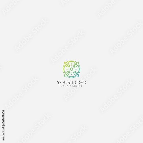 natural walking logo design with leaf green