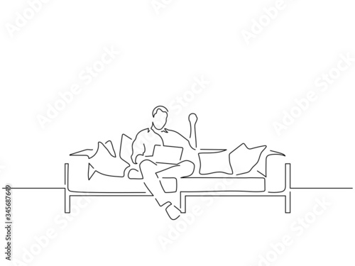People at home isolated line drawing, vector illustration design.
