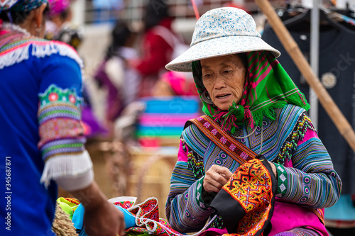 Local People at the Bac Ha Market in Vietnam photo