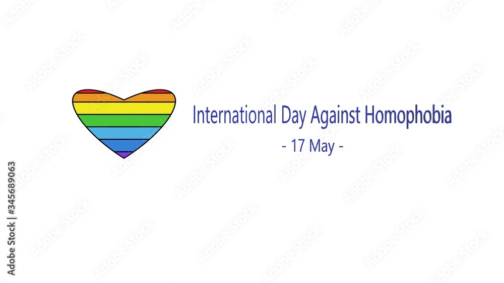 International Day Against Homophobia. Rainbow heart. Symbol LGBT. Freedom Flag. Transphobia and Bifobia. Information banner on the LGBT theme.