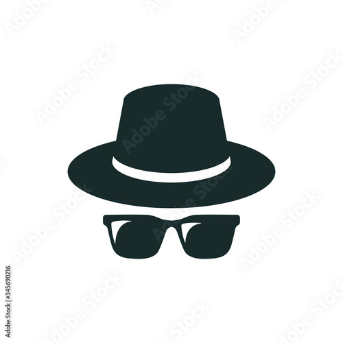 anonymous agent spy hat and glass icon incognito