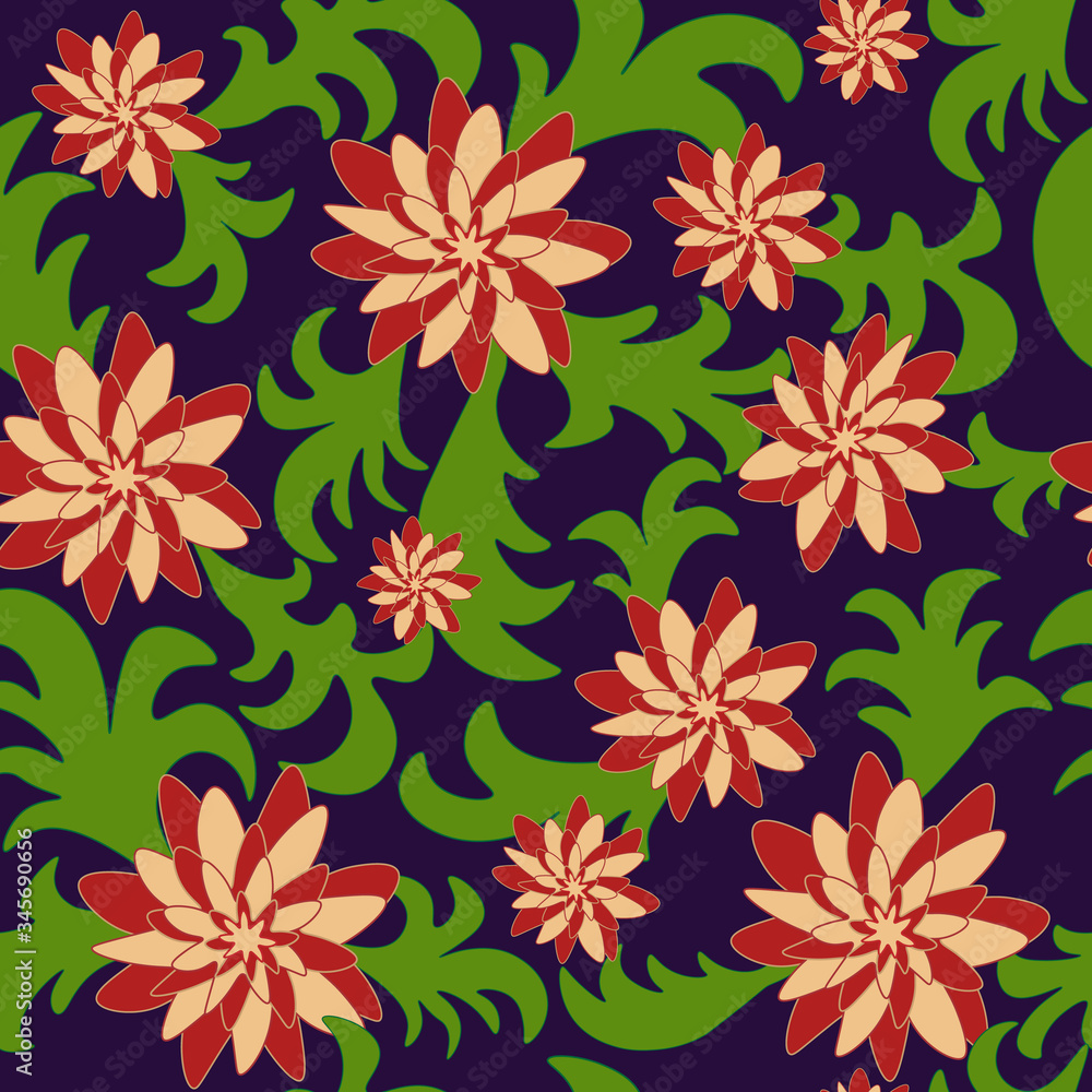 Fototapeta premium seamless floral pattern with foliage background leaf