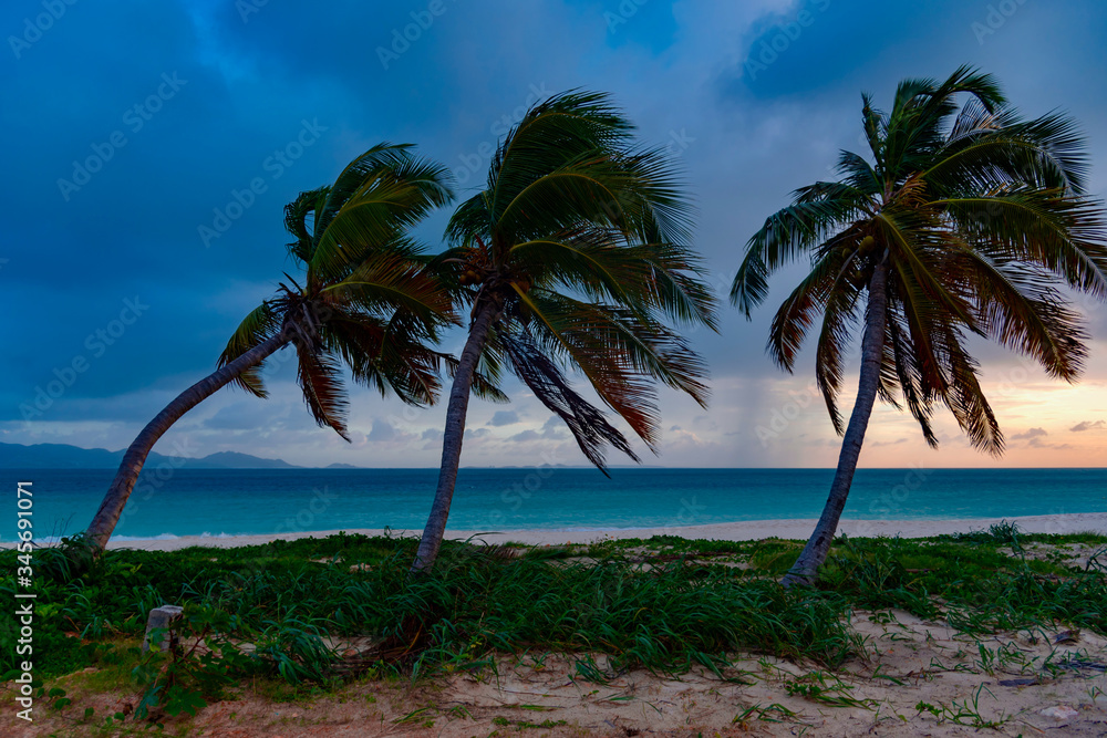 Fototapeta premium colorful tropical sunset on Anguilla island Caribbean sea