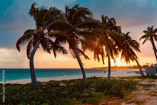 Fototapeta Naklejka Na Ścianę i Meble -  colorful tropical sunset on Anguilla island Caribbean sea