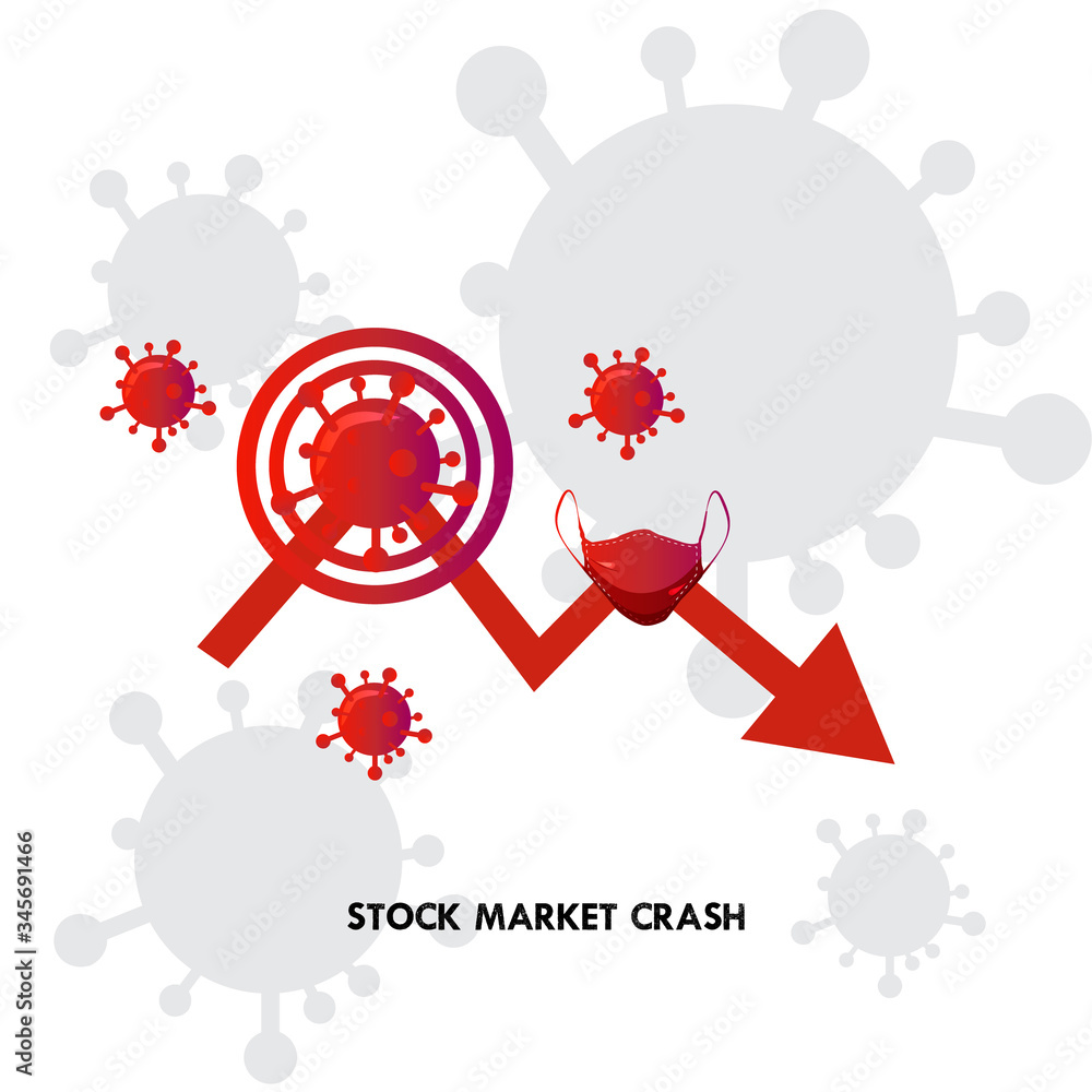 Stock market mask crash impact corona virus illustration vector Stock market mask crash impact corona virus illustration vector