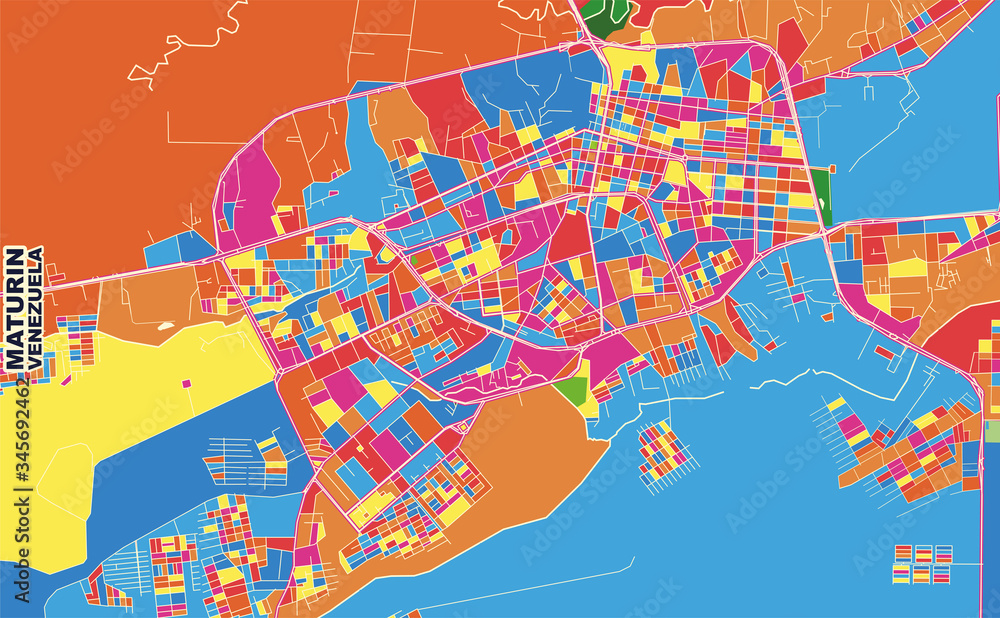 Maturin, Venezuela, colorful vector map