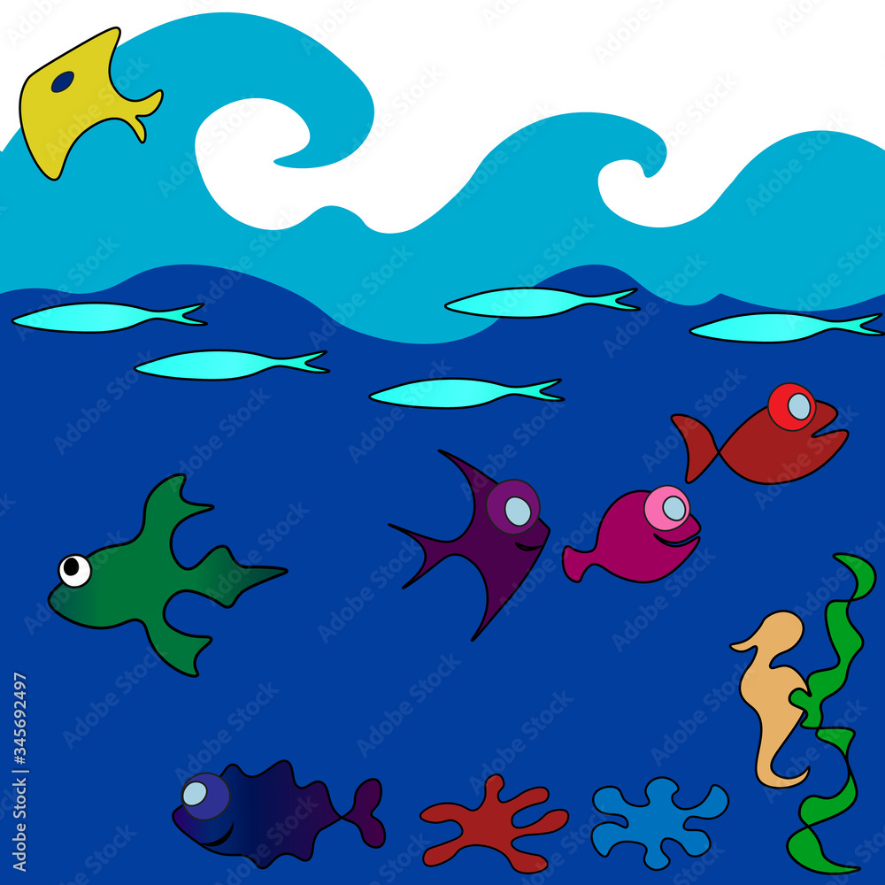 under water funny fish stars seamless pattern under water funny fish stars seamless pattern