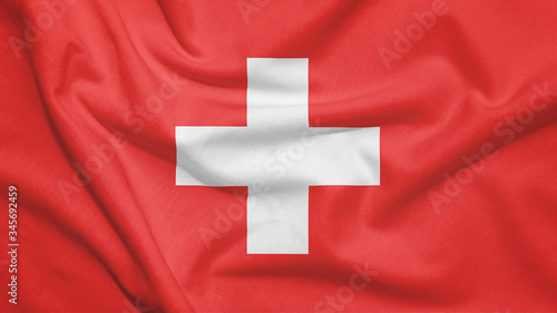 Fotografie Switzerland flag with fabric texture