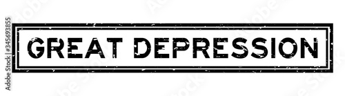 Grunge black great depression word square rubber seal stamp on white background