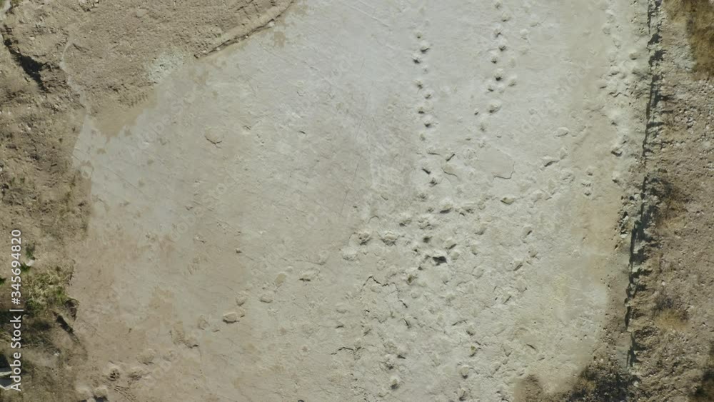 Dinosaur tracks in Comanche National Grassland. La Junta, Colorado. - 4k aerial drone footage Dinosaur tracks in Comanche National Grassland. La Junta, Colorado. - 4k aerial drone footage