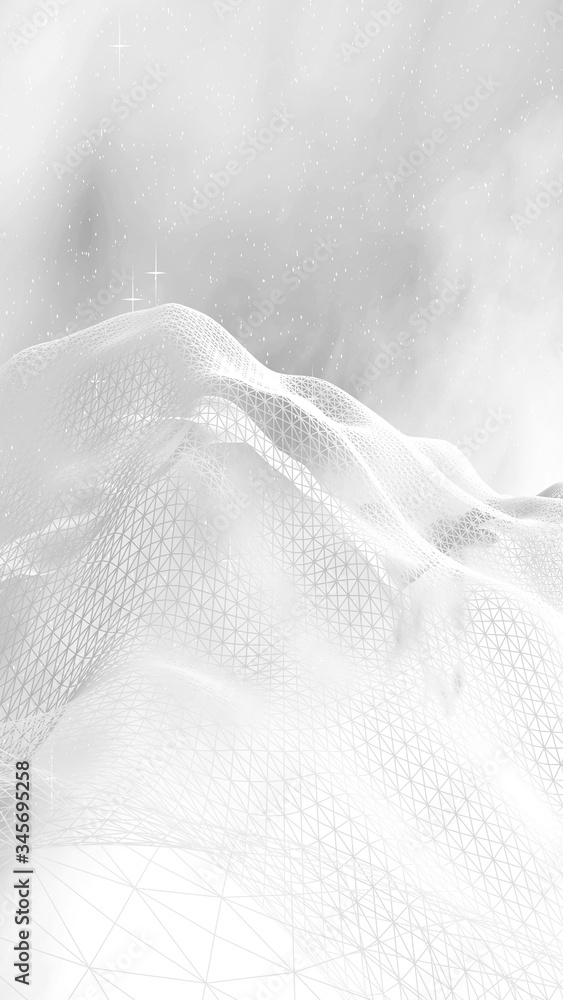 Obraz premium White abstract background. Hi tech network. Cyberspace grid. Outer space. Starry outer space texture. 3D illustration