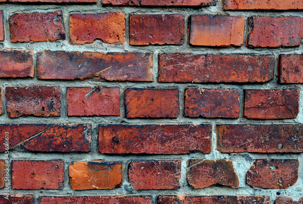Fototapeta premium Red brick wall texture background. Square format