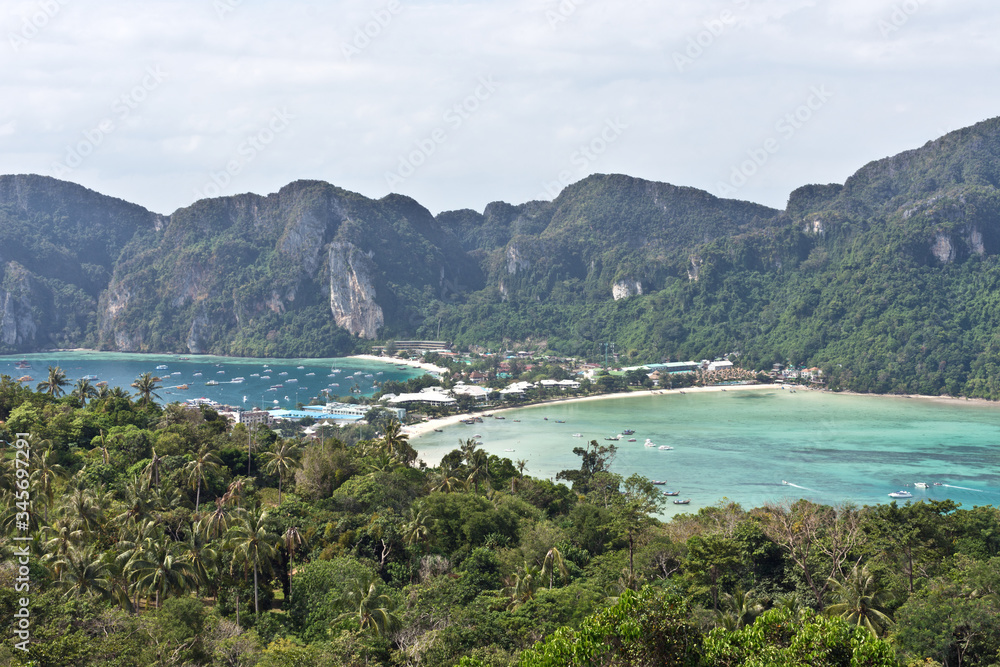 Beautiful Scenery seen from Koh Phi Phi Viewpoint (Koh Phi Phi Don) on Koh Phi Phi Island, Thailand, Asia