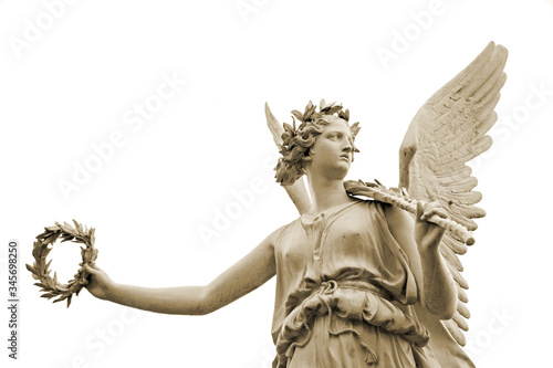 Statue of the goddes Nike, isolated on white background