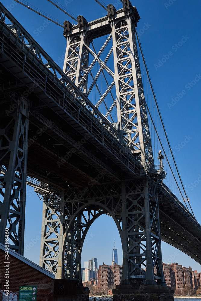 Williamsburg- Bridge- One World Trade Center- Manhattan- New York City- United States- USA.