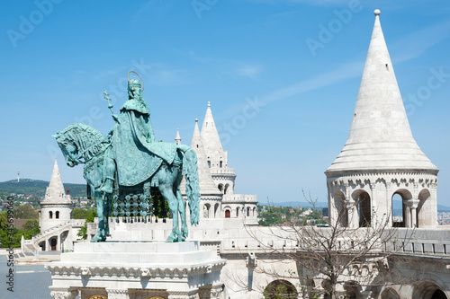 Canvas Print Statue of St. Stephen King in Budapest