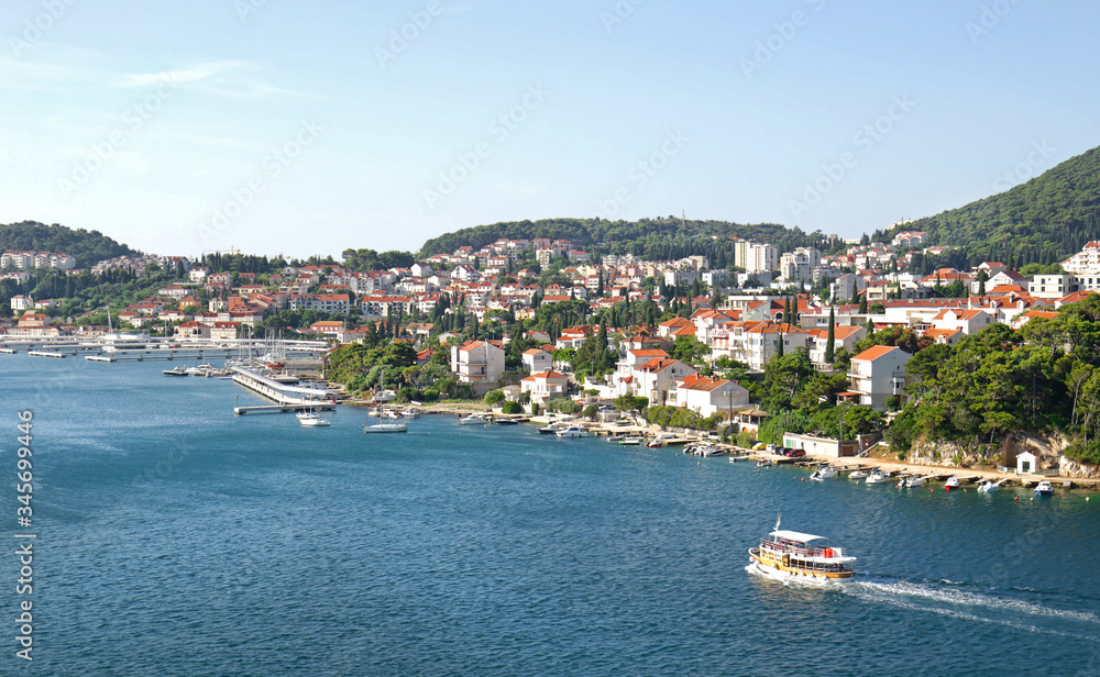 Gruz Port, a neighborhood in Dubrovnik, Croatia, Adriatic sea. Harbor and bay with swimming beaches for summer tourist