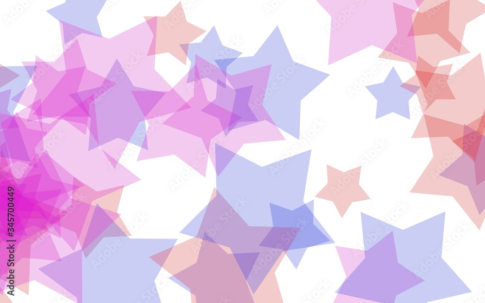 Multicolored translucent stars on a white background. Red tones. 3D illustration Multicolored translucent stars on a white background. Red tones. 3D illustration