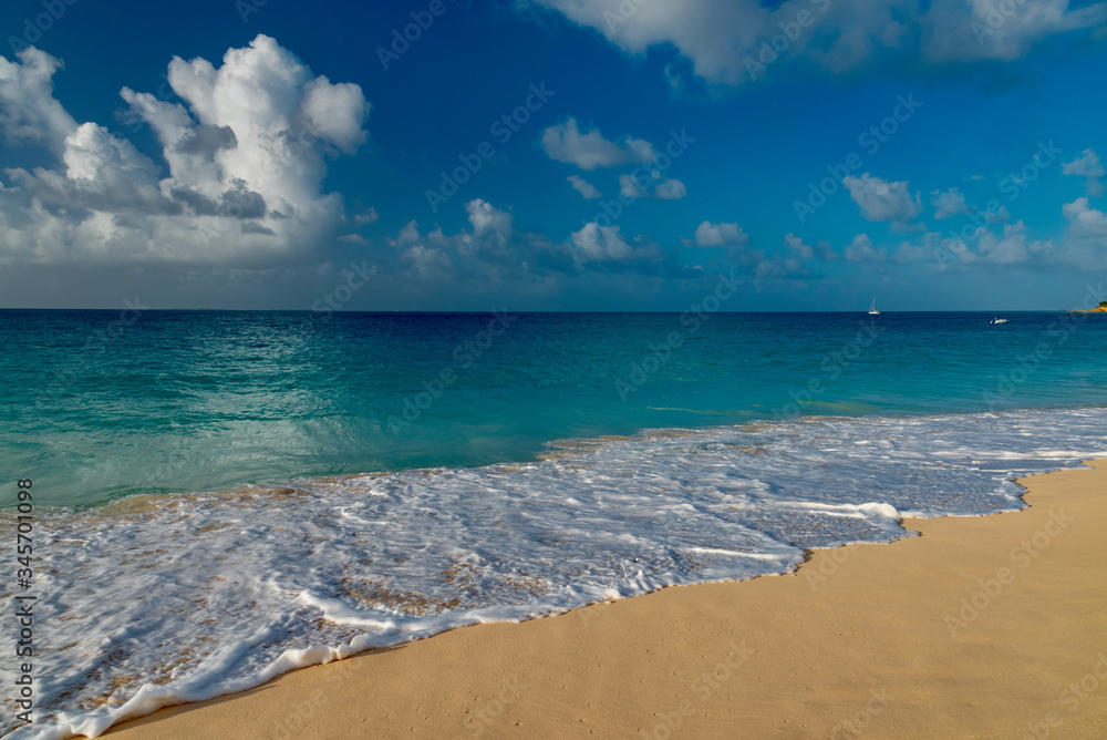 tropical beach panorama Anguilla island Caribbean sea