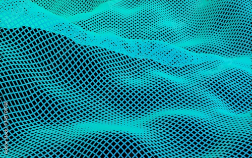 Wallpaper Mural Abstract landscape on a dark background. Cyberspace grid. hi tech network. 3D illustration Torontodigital.ca