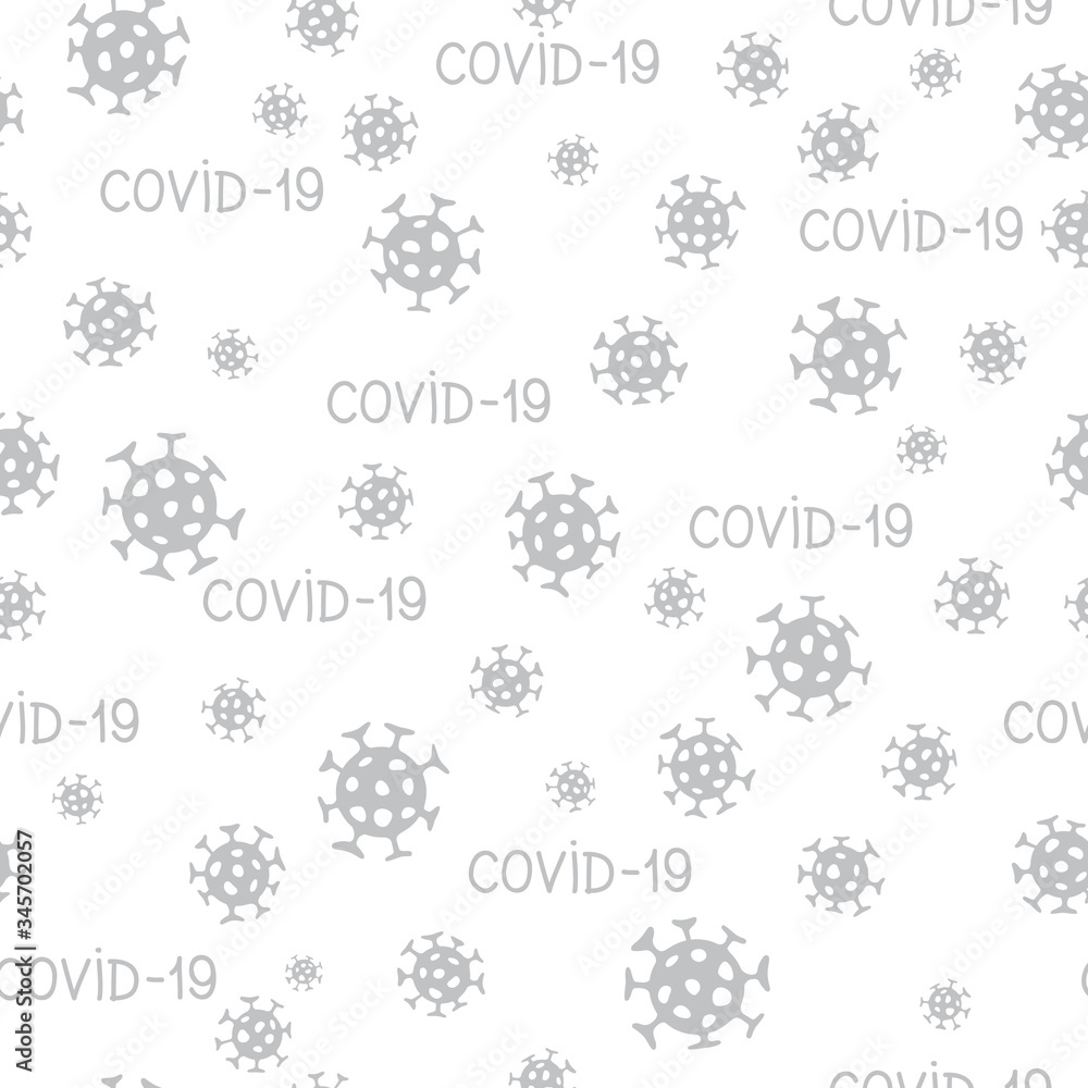 Virus epidemic seamless pattern. Backdrop with illustration of novel Coronavirus 2019-nCoV background. Ornamental COVID-19 medical design. Abstract bacterium tile texture. Virus epidemic seamless pattern. Backdrop with illustration of novel Coronavirus 2019-nCoV background. Ornamental COVID-19 medical design. Abstract bacterium tile texture.