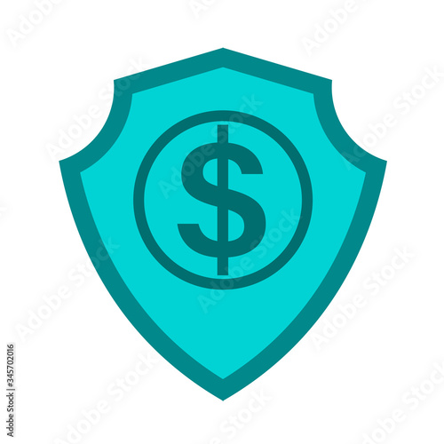 Free Download Symbolic blue shield with a financial deposit. Dollar icon drawn. Vector isolated illustration. - GFXLoad