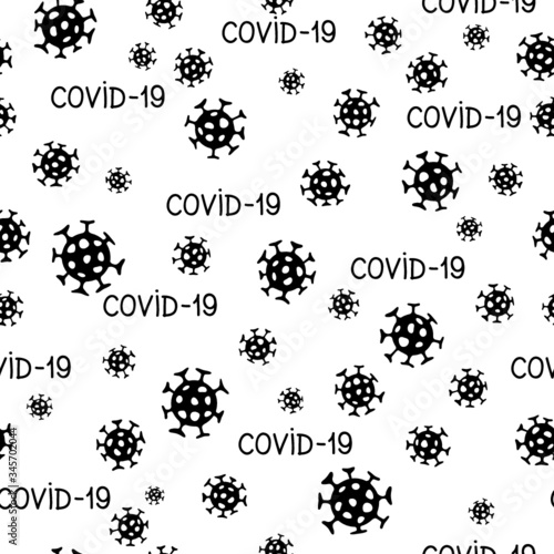 Virus epidemic seamless pattern. Backdrop with illustration of novel Coronavirus 2019-nCoV background. Ornamental COVID-19 medical design. Abstract bacterium tile texture.