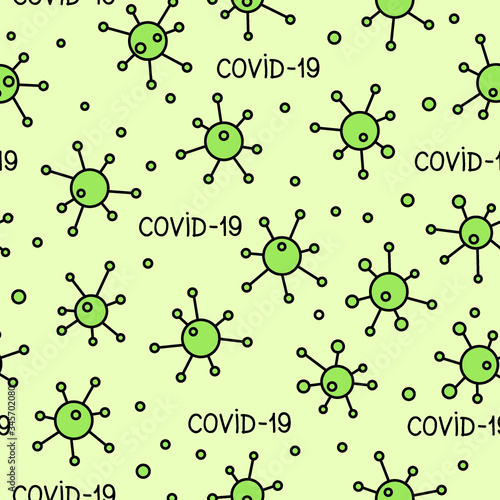 Virus seamless pattern. Abstract bacterium backdrop.