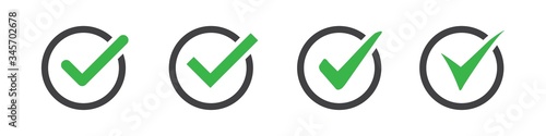 Set of check or tick icon on a white background
