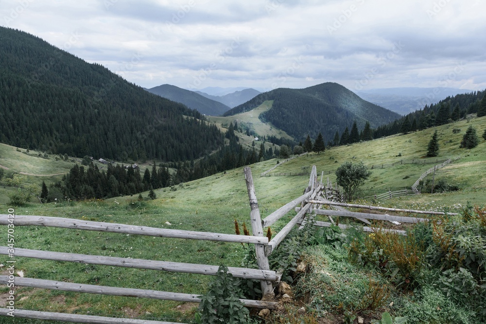 Fototapeta premium mountain landscape with fence