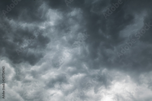 Panorama of the heavy storms, dark clouds going to rain.