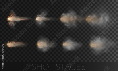 shot set with different types and stage of shot isolated on transparent background