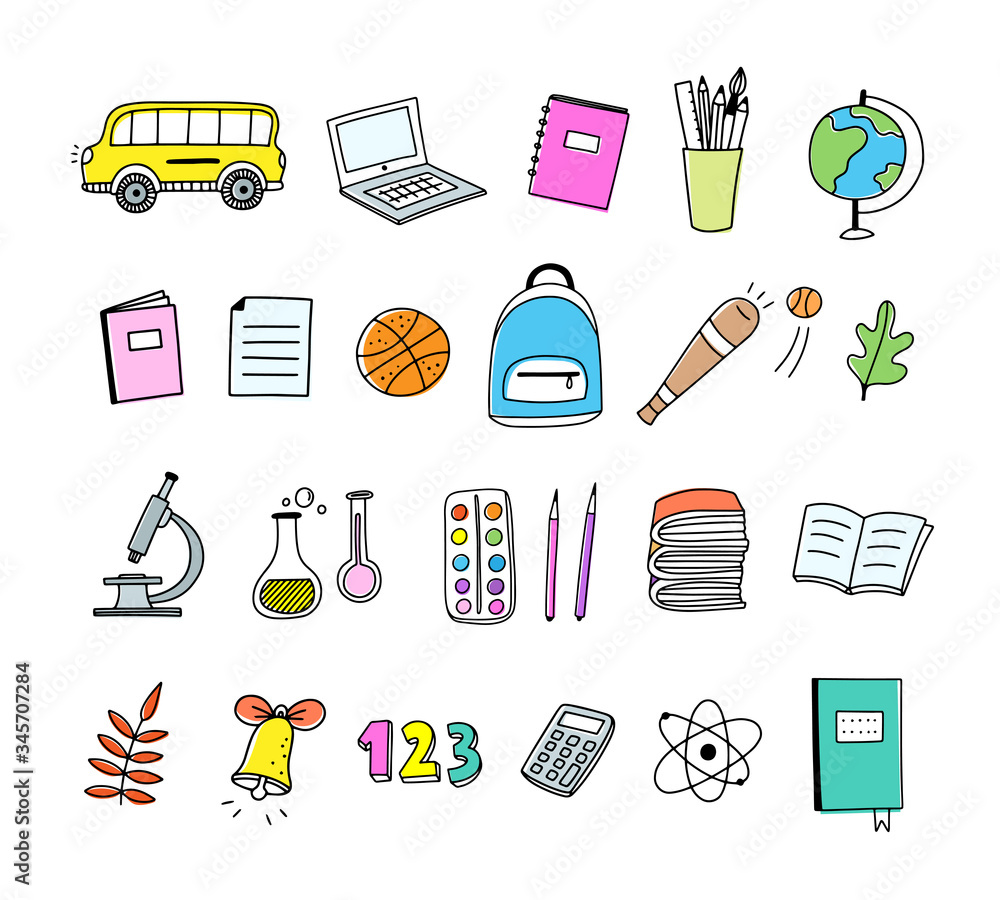 Poster School objects and symbols vector set – Wall Art | UkPosters