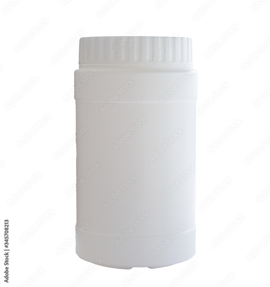 plastic jar with lid on isolated white background plastic jar with lid on isolated white background