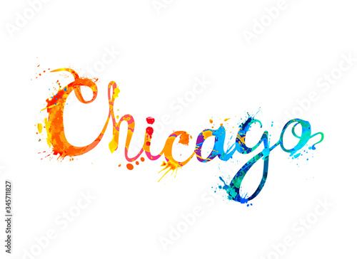 Chicago. Word of calligraphic letters