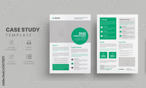Case study template with green layout | Business Case Study Booklet | Double Side Flyer