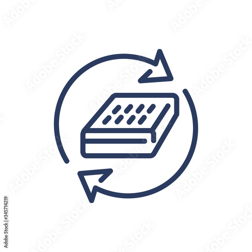Mattress with arrows thin line icon. Circulation, orthopedic, breathable isolated sign. Comfort and sleeping concept. Vector illustration symbol element for web design and apps