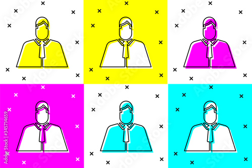 Set Lawyer, attorney, jurist icon isolated on color background. Jurisprudence, law or court icon.  Vector Illustration