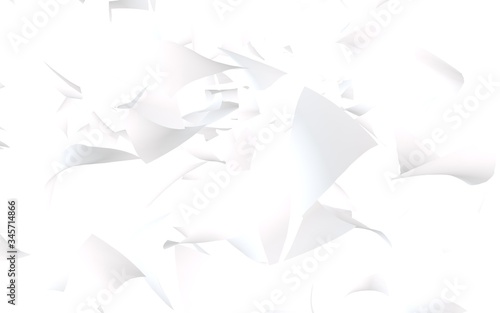Flying sheets of paper isolated on white background. Abstract money is flying in the air. 3D illustration