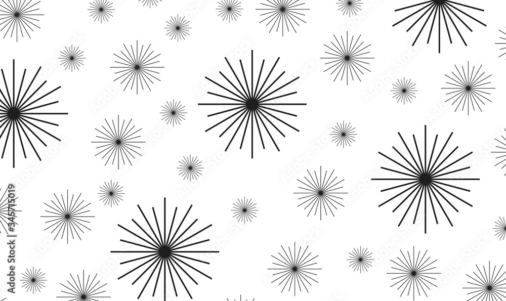 Drawing of Snowflakes or pollen, lines in the shape of luminous points, elements reminiscent of snow falling from the sky.
