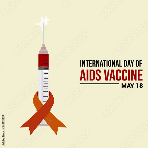 Ribbon on Syringe. World AIDS Vaccine Day