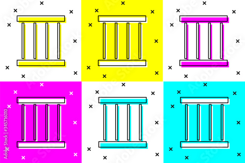 Set Prison window icon isolated on color background.  Vector Illustration