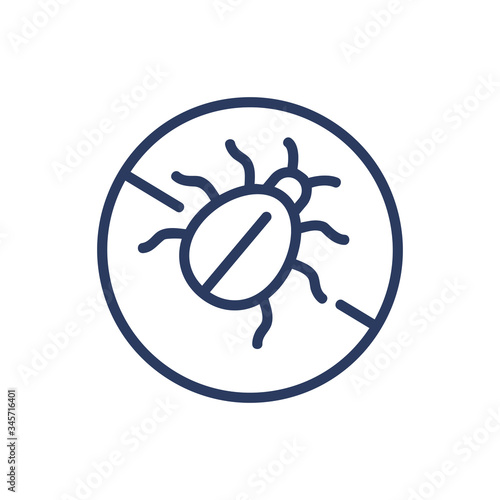 Bed bug free thin line icon. Insect, anti, beetle isolated sign. Comfort and sleeping concept. Vector illustration symbol element for web design and apps