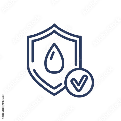 Wet protection thin line icon. Water, dry, shield isolated sign. Comfort and sleeping concept. Vector illustration symbol element for web design and apps