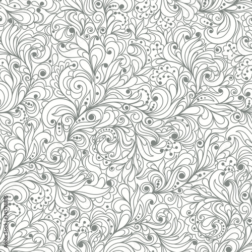 Seamless Hand drawn floral doodle background. Pattern vector illustration. Summer ornament. It can be used for wallpaper, printing on the packaging paper, textiles.