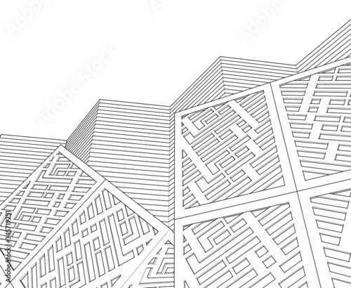 abstract architecture design facade decor texture 3d illustration