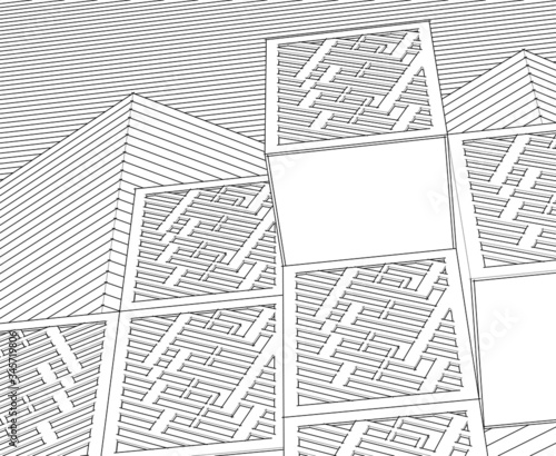abstract architecture design facade decor texture 3d illustration