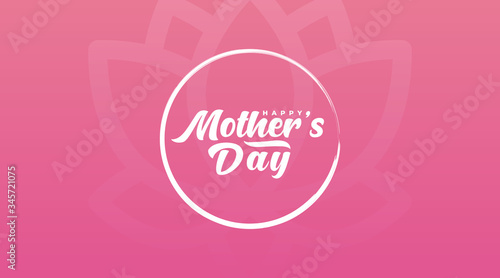 Happy mother's day modern calligraphy sign, banner, design, concept with white text on a pink background. 