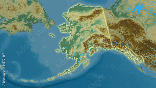 United States Alaska, topographic relief - light glow photo